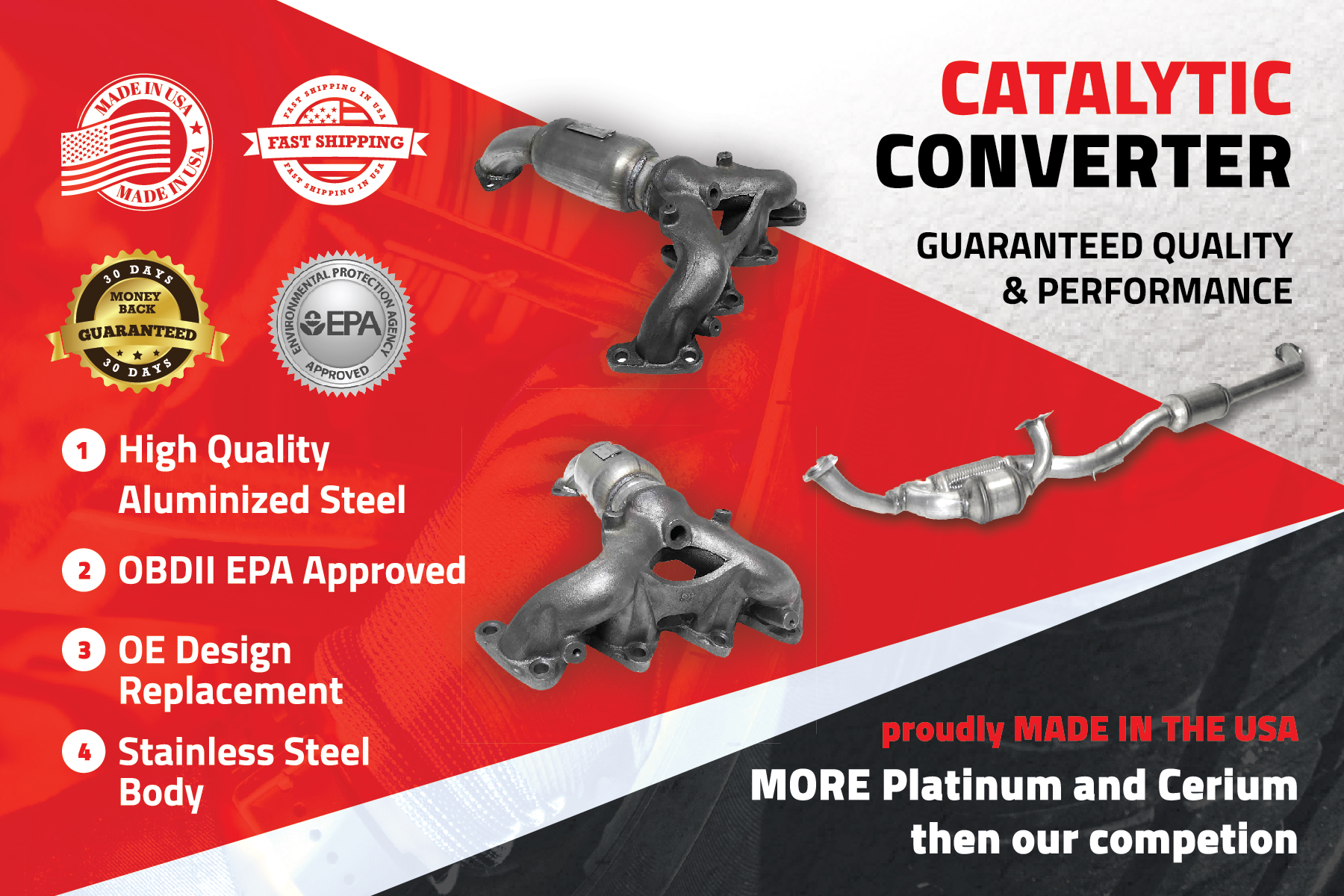 New Rear Under Catalytic Converter for Ford F250 Super Duty 5.4L 6.8L